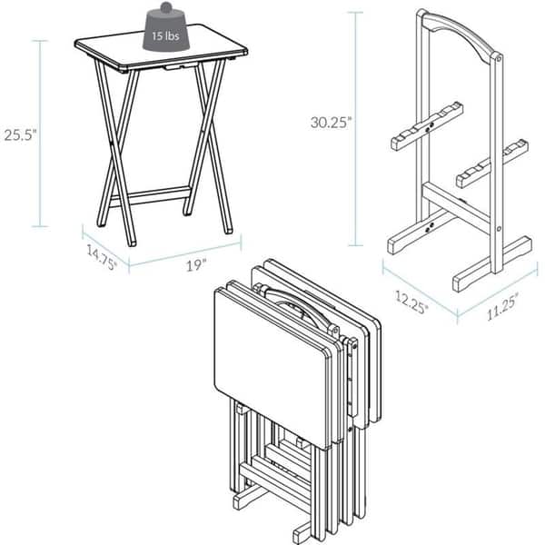 Porch & Den Laflin Solid Wood Traditional 5-piece Tray Table Set