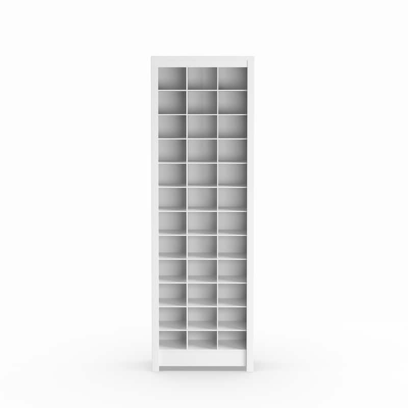 Prepac Elegant White Shoe Storage Cabinet, Space-Saving Solution with Cubbies for 36 Pairs, 13"D x 23.5" W x 72.5" H