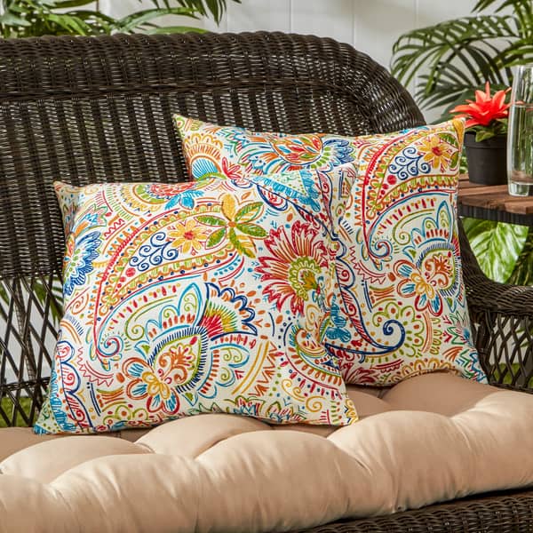 slide 1 of 8, Christiansen Paisley Outdoor Throw Pillow (Set of 2) by Havenside Home - 17w x 17l