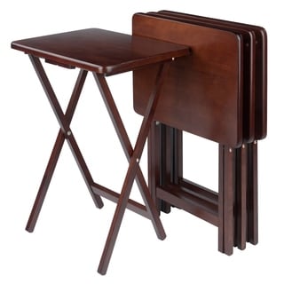 Porch & Den Lawrenceville Hancock Walnut Snack Tables (Set of 4)