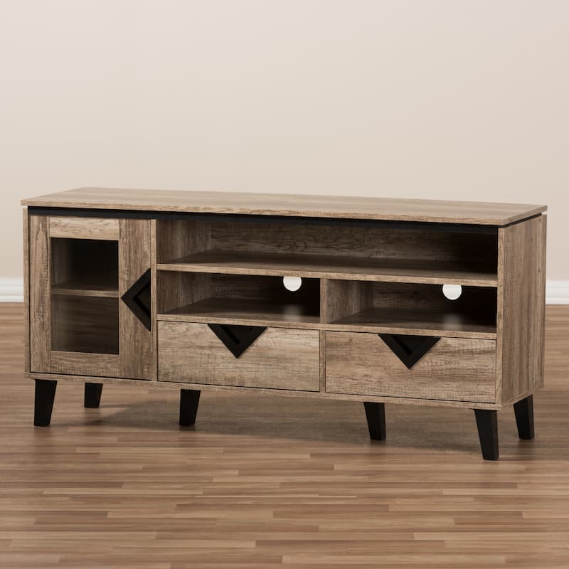 Carson Carrington Faaborg Light Brown Wood 2-Drawer 55-Inch TV Stand