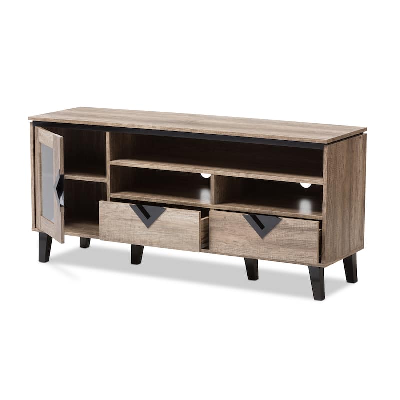 Carson Carrington Faaborg Light Brown Wood 2-Drawer 55-Inch TV Stand