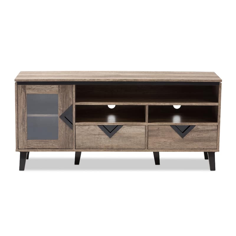 Carson Carrington Faaborg Light Brown Wood 2-Drawer 55-Inch TV Stand
