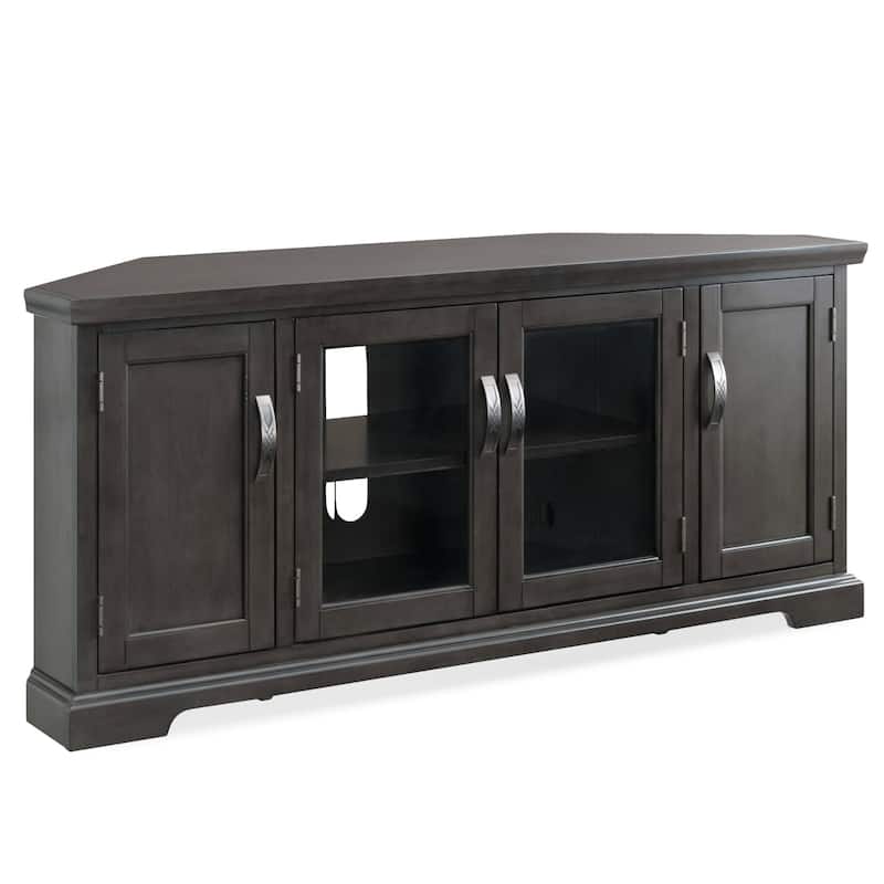 Leick Home 84386 Corner TV Stand with Enclosed Storage - Grey