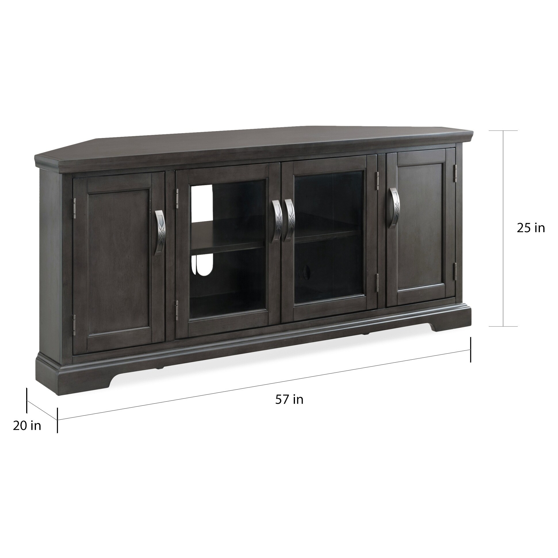 Leick Home 84386 Corner TV Stand with Enclosed Storage - On