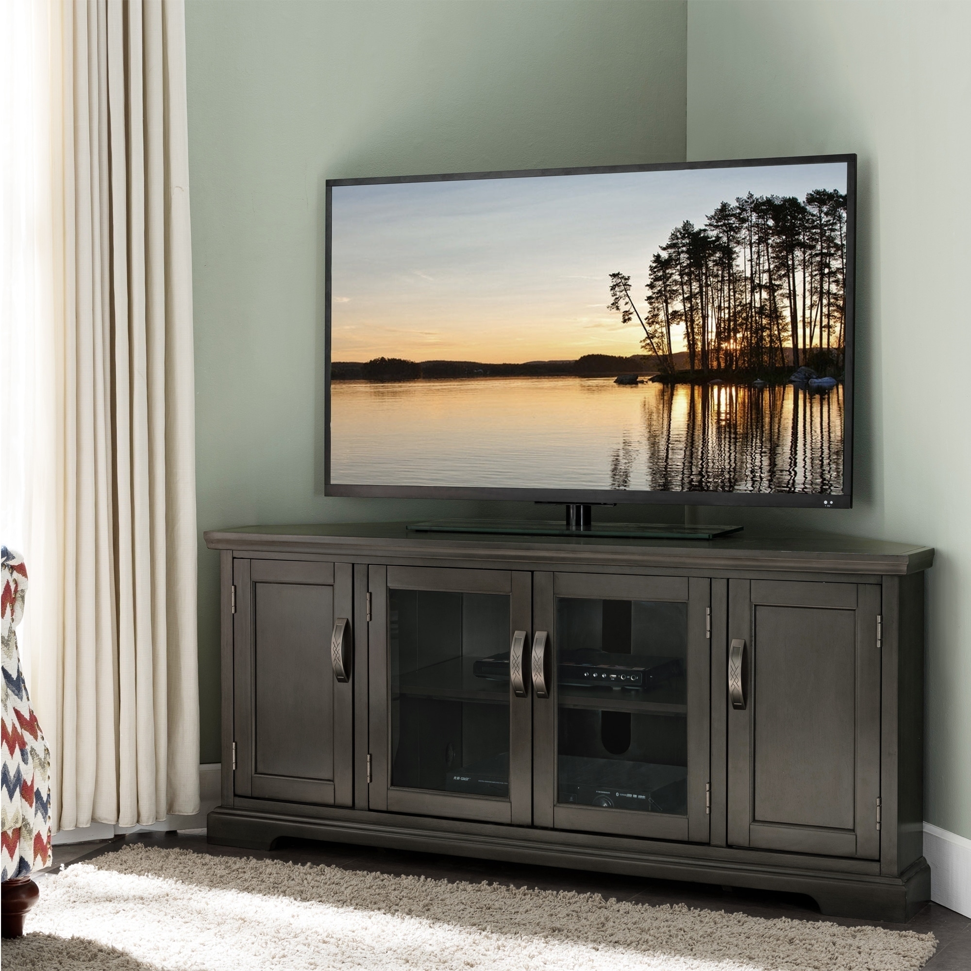 Leick Home 84386 Corner TV Stand with Enclosed Storage