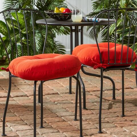 Driftwood 18-inch Round Outdoor Red Bistro Chair Cushion (Set of 2) by Havenside Home - 18w x 18l