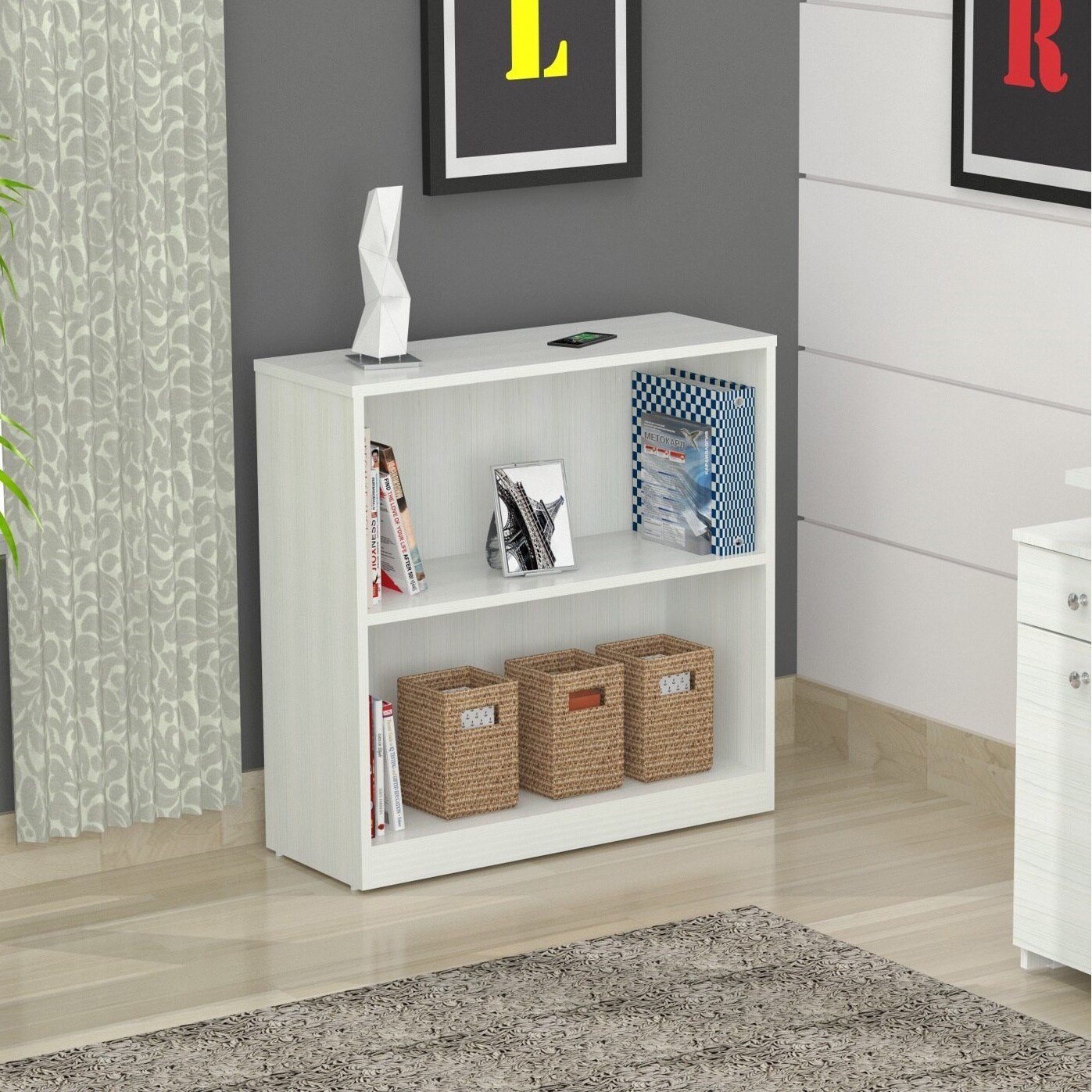 Shop Havenside Home Gion White 2 Shelf Desk Bookcase On Sale Free