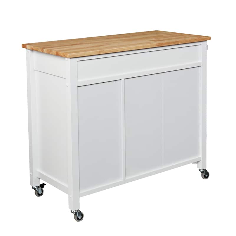 SEI Furniture Oriaga White Kitchen Cart
