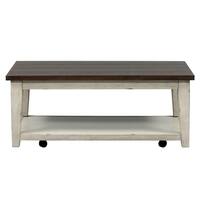The Gray Barn O'Quinn Weathered Bark and White Castered Cocktail Table