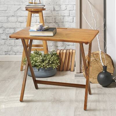 Copper Grove Goosefoot Red Oak Folding TV Tray Table