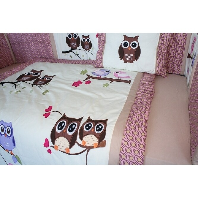 purple owl crib bedding