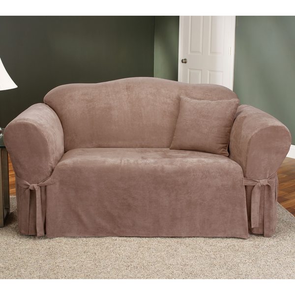 Shop Sure Fit Smooth Suede Washable Loveseat Slipcover  Free Shipping Today  Overstock.com 