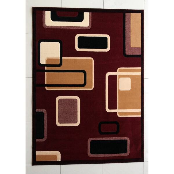 Rug Tycoon Abstract Modern Contemporary Red Rug 4'0"x6'0"rectangular