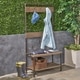 preview thumbnail 5 of 8, Hansen Outdoor Industrial Acacia Wood Bench with Shelf and Coat Hooks by Christopher Knight Home