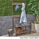 preview thumbnail 6 of 8, Hansen Outdoor Industrial Acacia Wood Bench with Shelf and Coat Hooks by Christopher Knight Home