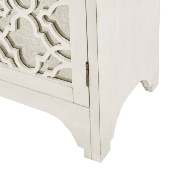 Quaterfoil Mirrored Door Design Buffet//Sideboard Accent Living Room Furniture 68 Wide Madison Park Verona Media Console Cabinet White Modern Mid-Century