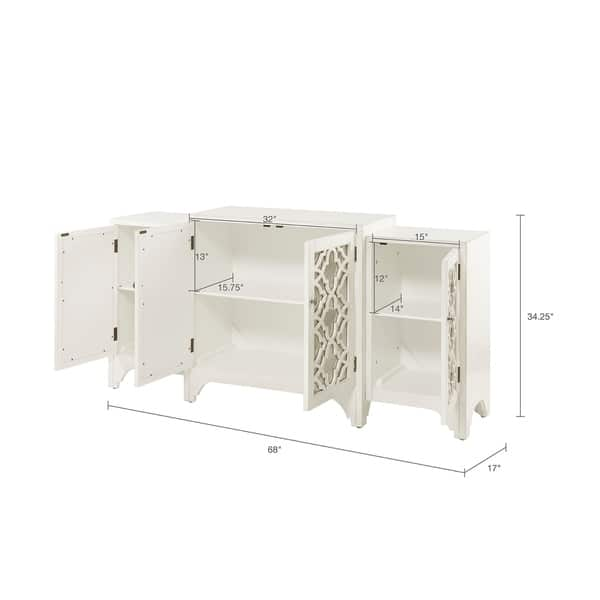 Shop Madison Park Nevaeh Cream Dining Buffet Server Quatrefoil Design With Mirrored Doors On Sale Overstock 22796575