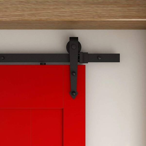 Shop Jubest 6 6 Ft New Design Black Modern Sliding Barn Wood Door