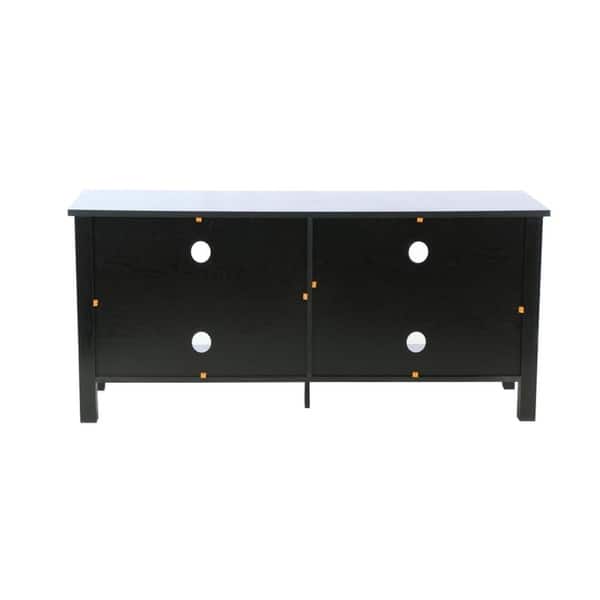 WE Furniture 58" Wood TV Media Stand Storage Console Black Bed Bath