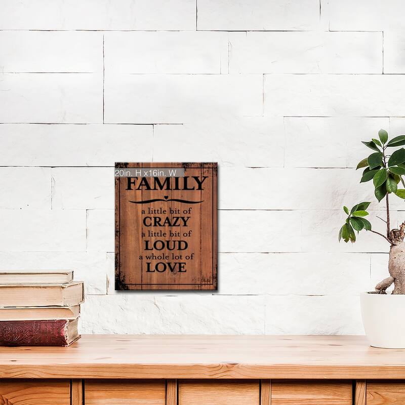 Olivia Rose Farmhouse 'Family' Wrapped Canvas Textual Wall Art - 16" W x 20" H