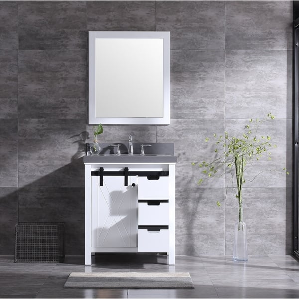 Shop Eviva Dallas 36 In White Bathroom Vanity With Absolute Black