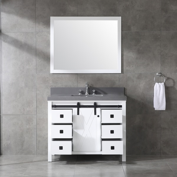 Shop Eviva Dallas White Wood Finish 42-inch Bathroom ...