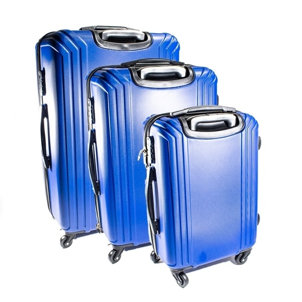 Shop ALEKO Luggage Multi Stripe Blue 3-piece Hardside Spinner Luggage Set - On Sale - Free ...