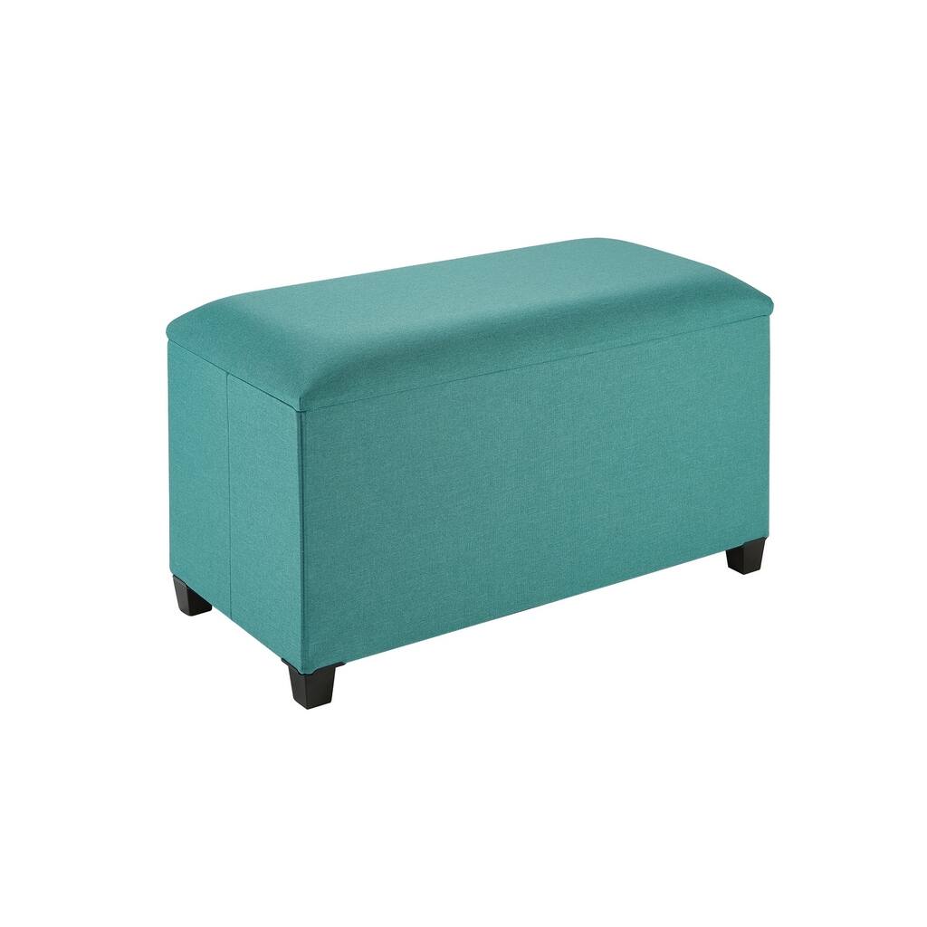 Fresh Home Elements Storage Bench, Premium Wood Tray and Feet, Rich Linen Upholstery, Teal