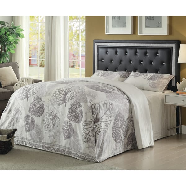 slide 1 of 2, Andenne Contemporary Faux Leather Upholstered Headboard Black - Queen/Full