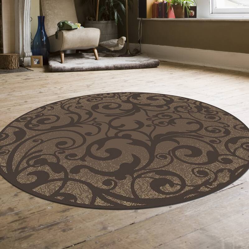 Admire Home Living Plaza Contemporary Scroll Pattern Area Rug