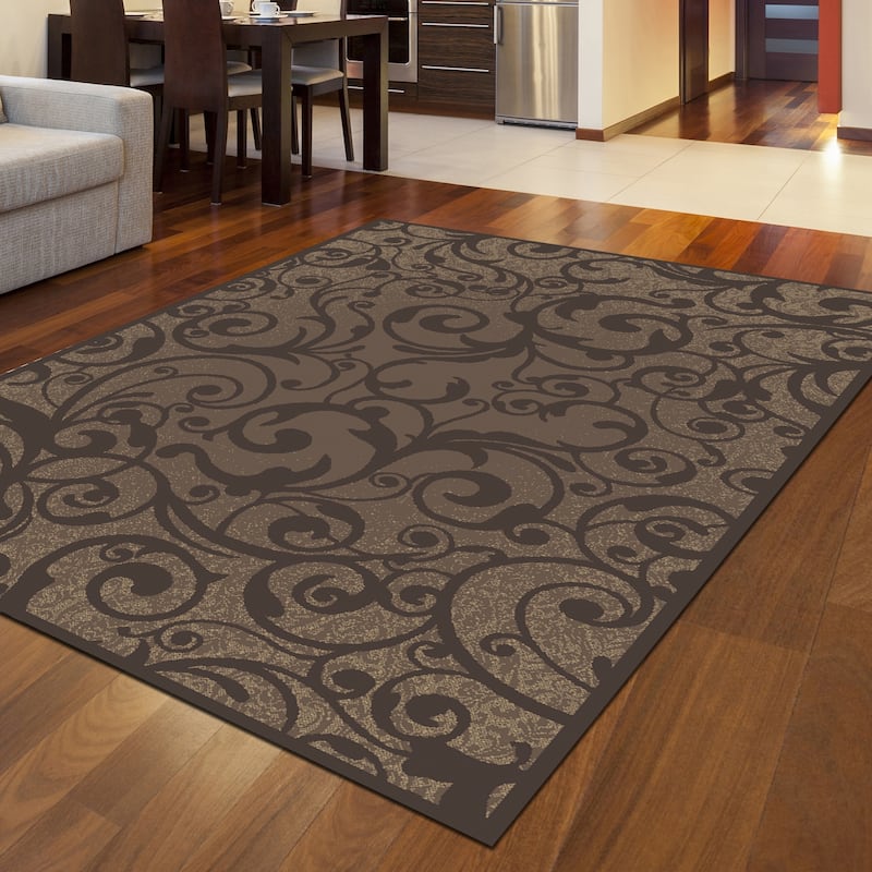 Admire Home Living Plaza Contemporary Scroll Pattern Area Rug