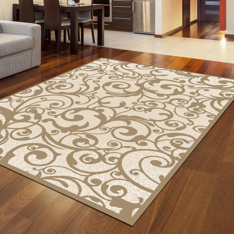 Admire Home Living Plaza Contemporary Scroll Pattern Area Rug
