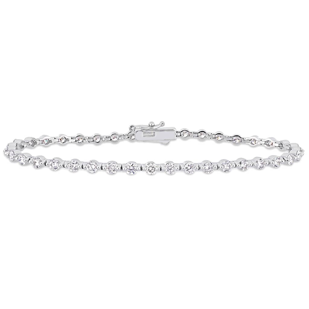 Miadora 14k White Gold 3-1/6ct TDW Diamond Link Tennis Bracelet