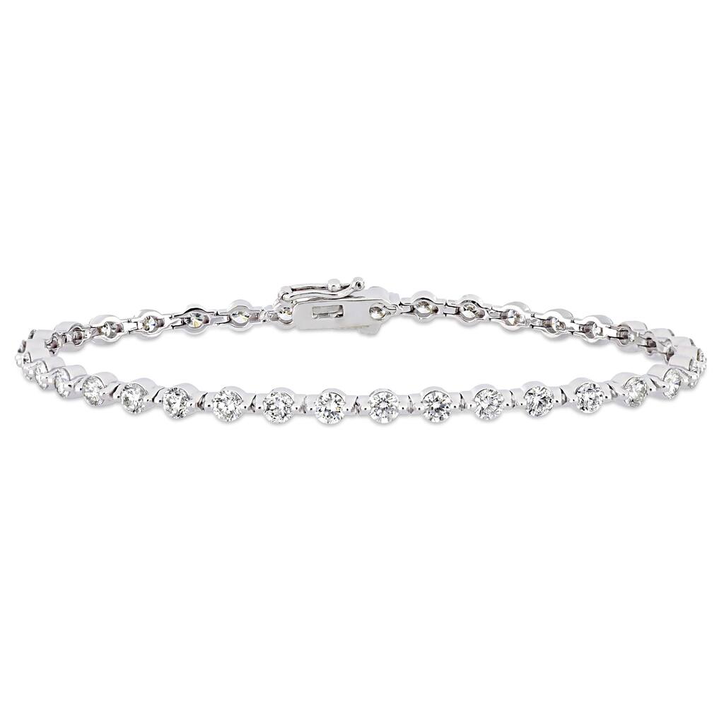 Miadora 14k White Gold 3-5/8ct TDW Diamond Link Tennis Bracelet
