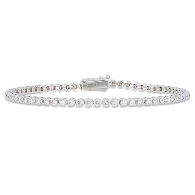 Miadora 14k White Gold 2-1/4ct TDW Diamond Circle Link Tennis Bracelet