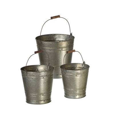 3 pc. set. Galvanized Bucket with Handle.