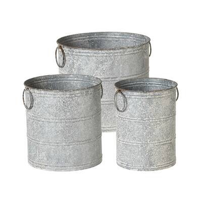 3 pc. set. Whitewash Round Planter.