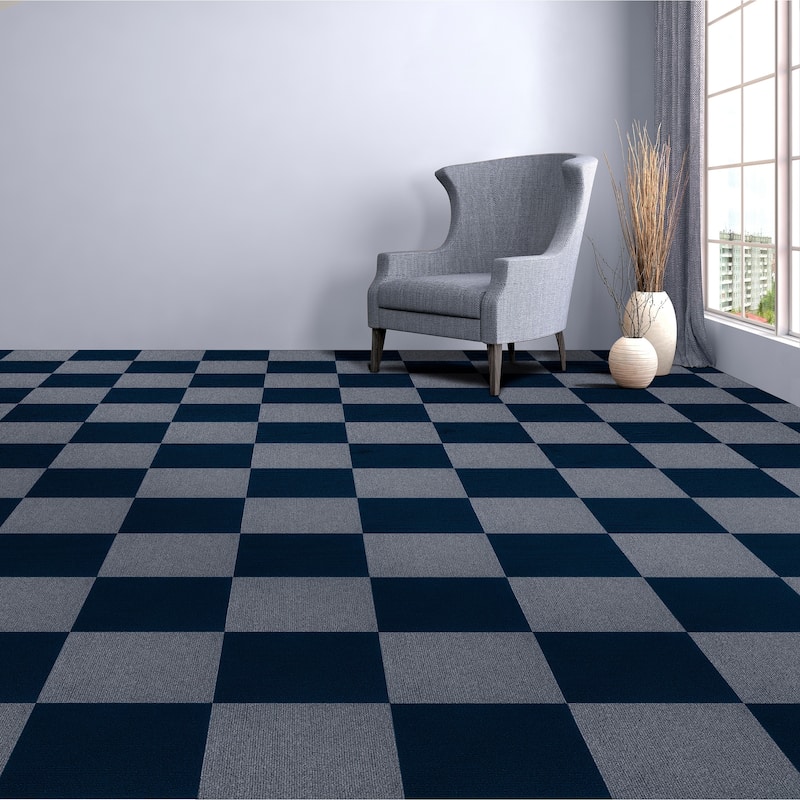 Nexus 12x12 Self Adhesive Carpet Floor Tile - 12 Tiles/12 sq. Ft. - Navy