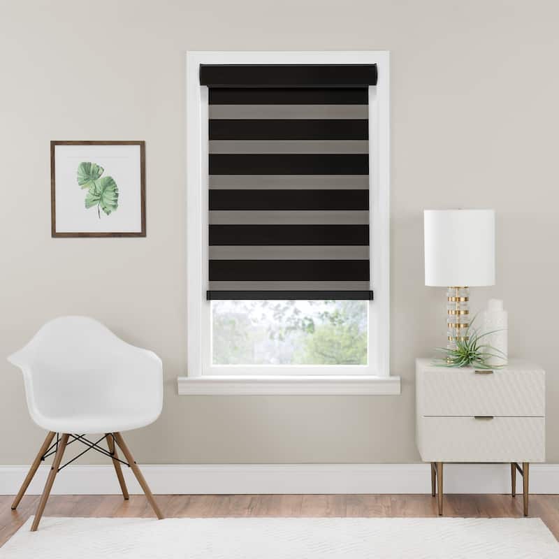 Cordless Celestial Room Darkening Double Layered Shade - Black