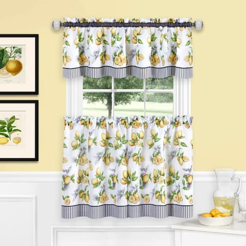 Lemon Drop Tier and Valance Window Curtain Set - Yellow