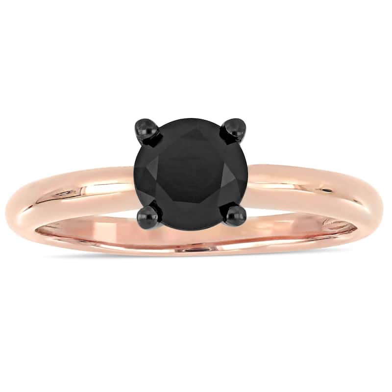 Miadora 14k Rose Gold with Black Rhodium 1ct TDW Black Diamond Solitaire Ring