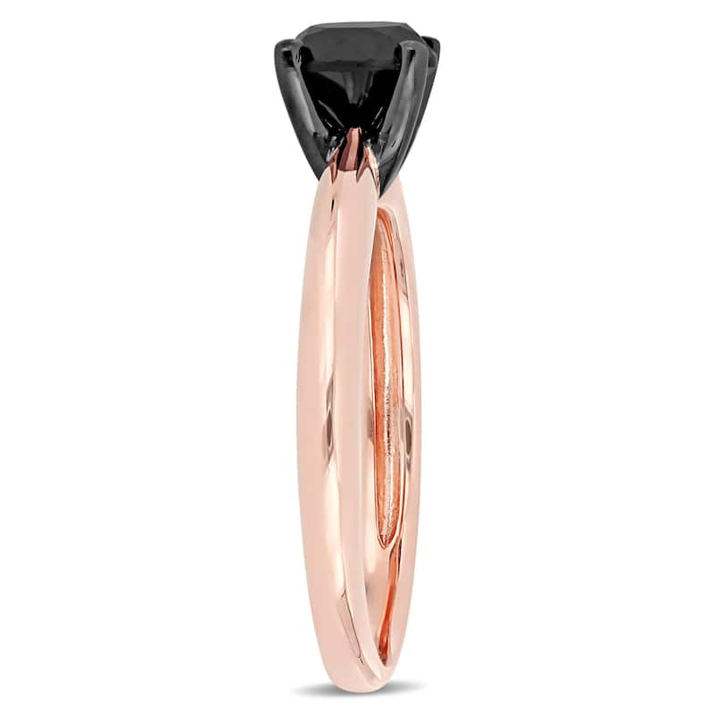 Miadora 14k Rose Gold with Black Rhodium 1ct TDW Black Diamond Solitaire Ring