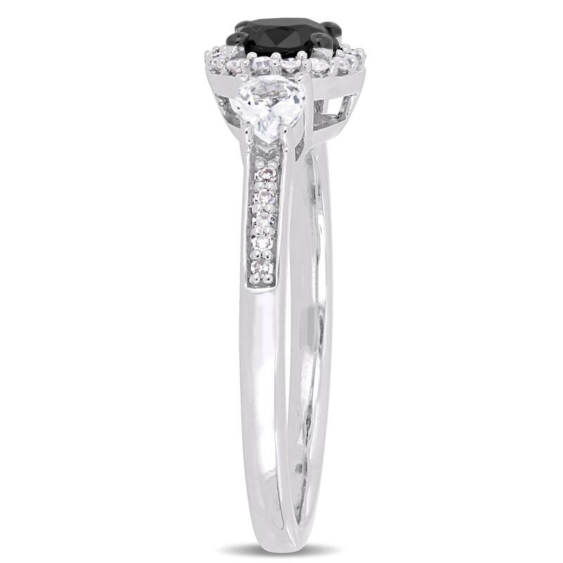 Miadora 10k White Gold with Black Rhodium 5/8ct TDW Black & White Diamond White Sapphire Ring