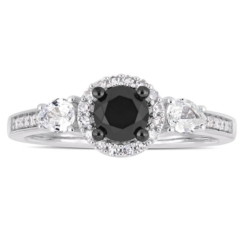 Miadora 10k White Gold with Black Rhodium 5/8ct TDW Black & White Diamond White Sapphire Ring