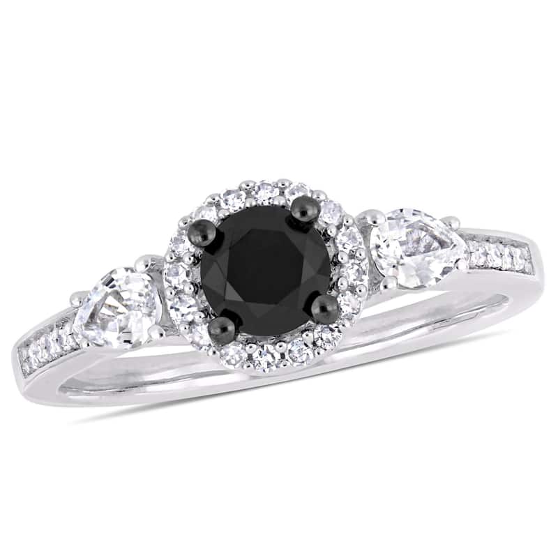 Miadora 10k White Gold with Black Rhodium 5/8ct TDW Black & White Diamond White Sapphire Ring