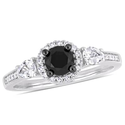 Miadora 10k White Gold with Black Rhodium 5/8ct TDW Black & White Diamond White Sapphire Ring