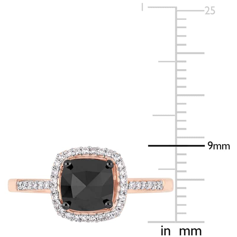 Miadora 14k Rose Gold with Black Rhodium 1ct TDW Black & White Diamond Halo Engagement Ring