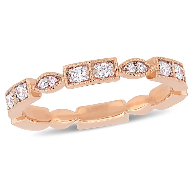 Miadora 10k Rose Gold 1/3ct TDW Diamond Stackable Eternity Band