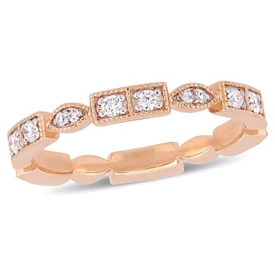 Miadora 10k Rose Gold 1/3ct TDW Diamond Stackable Eternity Band